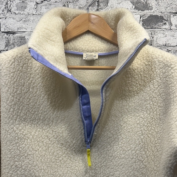 EUC J.Crew Cream Vintage Fleece Polartec Sherpa Half-Zip Sweatshirt Size Medium - Picture 8 of 16